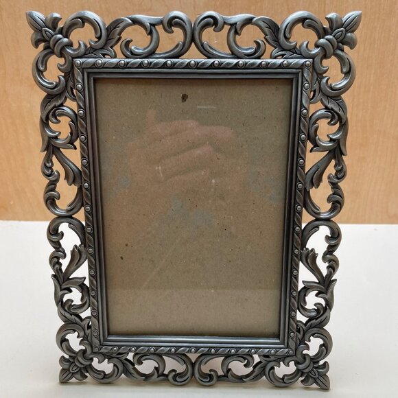 Vintage Ornate Silver-Tone Metal Picture Frame With Intricate Scroll Design - Picture 13 of 13